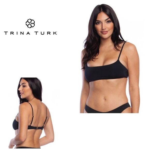 New. Trina Turk black bralette bikini top. Size 8 - Picture 1 of 9